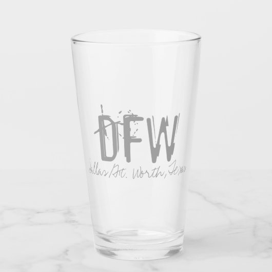DFW DAllas Airport Code Typografie Glas (Voorkant)