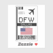 DFW Dallas, Texas Airport Boarding Pass - Verenigd Sticker (Vel)