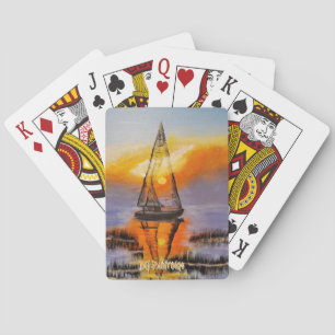DG Schilderijen Zonsopgang Zeilboot Pokerkaarten