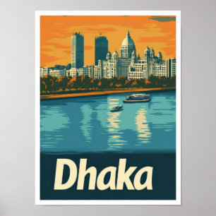 Dhaka Bangladesh Art Vintage Travel Illustratie Poster
