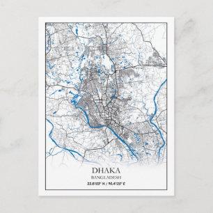 Dhaka Bangladesh City-plattegrond Eenvoudig minimu Briefkaart