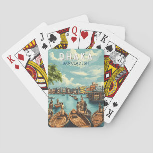 Dhaka Bangladesh Illustration Travel Art Vintage Pokerkaarten