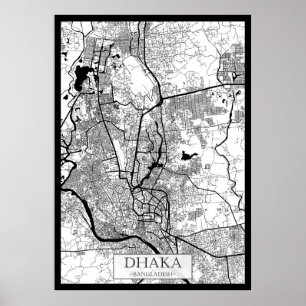 Dhaka Bangladesh Kaart Poster