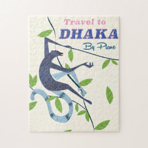 Dhaka, Bangladesh vintage vakantieposter. Legpuzzel