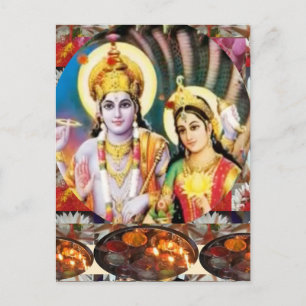 DHAN Laxmi n Lord Vishnu: voor Vertoning in Verwij Briefkaart