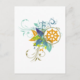 Dharma Wheel Floral Briefkaart