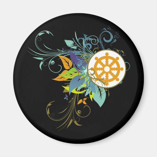 Dharma Wheel Floral Magneet (Voorkant)