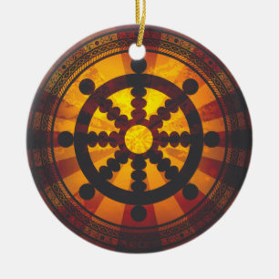  Dharma Wheel Keramisch Ornament