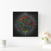 Dharma Wheel of Energy Vierkante Klok (Huis)