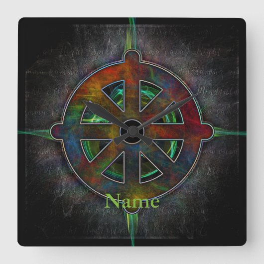 Dharma Wheel of Energy Vierkante Klok (Voorkant)