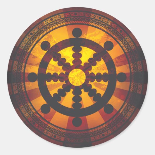  Dharma Wheel Print Ronde Sticker (Voorkant)