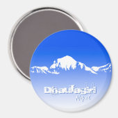 Dhaulagiri Mountain Range Nepal Blue and White Magneet (Voorkant / Achterkant)