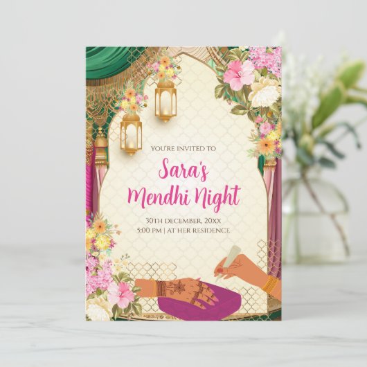 Dholki invitation & Mehndi invitations Digital (Debout devant)