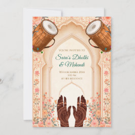 Dholki invites Mehndi invitations, Mehendi cards Kaart