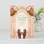 Dholki invites Mehndi invitations, Mehendi cards Kaart (Staand voorkant)