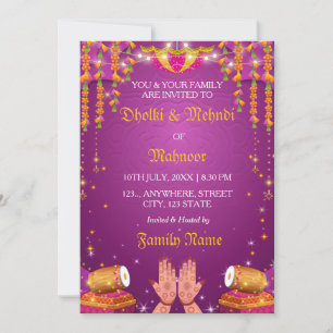 Dholki & Mehndi Night Invitation kaart