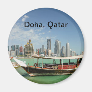 Dhow en skyline van Doha 2011 Magneet