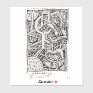 Dhr. Emptyful, Ink Tekening Rechthoekige Sticker
