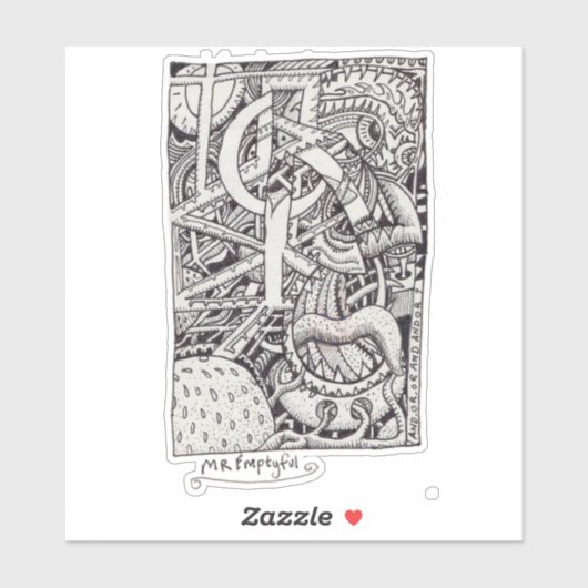 Dhr. Emptyful, Ink Tekening Rechthoekige Sticker (Vel)