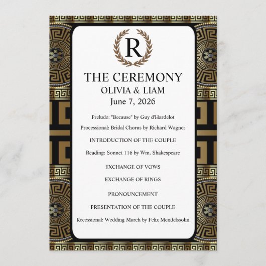 Dhr. en Mevr. Formeel Klassiek Griekse Sleutel van Programma (Voorkant)