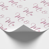 Dhr. en mevrouw Script Burgundy Cadeaupapier (Hoek)