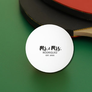 Dhr. en mw. Modern Brush Font Huwelijksgeschenk Pingpongballen