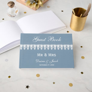 Dhr. & Mevr. Rustig Stof Blauw Witte Koeien Schede Gastenboek