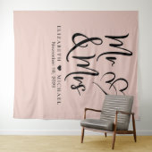 Dhr. Mevrouw Blush Roze Bruiloft Wandkleed (In Situ (horizontaal))