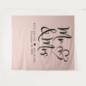 Dhr. Mevrouw Blush Roze Bruiloft Wandkleed (Voorkant (horizontaal))