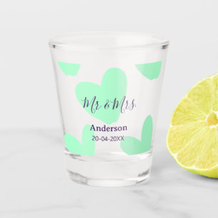 Dhr & Mevrouw voeg familienaam datum jaar huwelijk Shot Glas