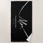 Dhr. Modern zwart wit minimalistisch Strandlaken (Voorkant)