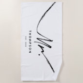 Dhr. Modern Zwart Wit Minimalistisch Strandlaken (Voorkant)