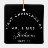 Dhr. Mrs. 1 Fotocollage Eerste Kerstmis Keramisch Ornament (Achterkant)