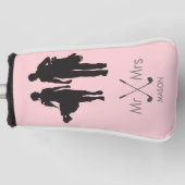 Dhr. & Mrs. Blush Pink | Moderne Paar Golf Speler Golfheadcover (Voorkant)