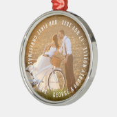 Dhr. & Mrs. First Kerstmis Text Wedding Foto Metalen Ornament (Links)