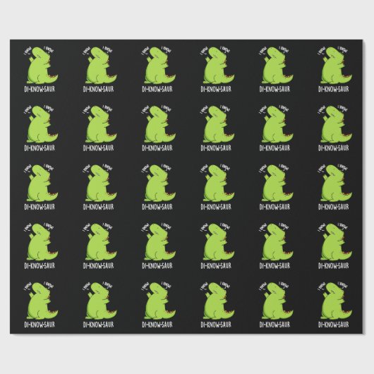 Di-know-saur Grappige Dinosaurus Pun Donker BG Cadeaupapier (Vlak)