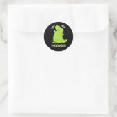 Di-know-saur Grappige Dinosaurus Pun Donker BG Ronde Sticker (Tas)