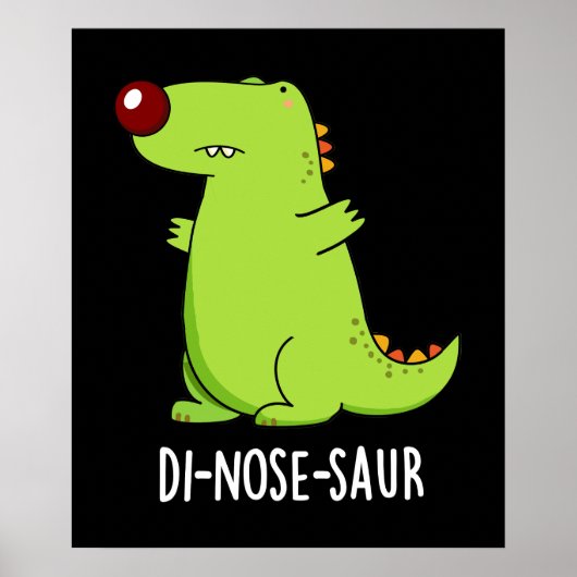 Di-neus-saur Grappige Dinosaurus Pun Donker BG Poster (Voorkant)
