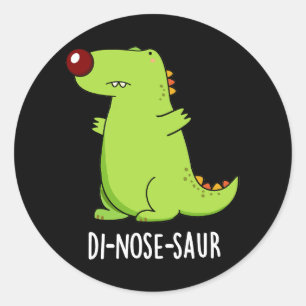 Di-neus-saur Grappige Dinosaurus Pun Donker BG Ronde Sticker
