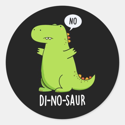 Di-no-saur Grappige Dinosaurus Puns Donker BG Ronde Sticker (Voorkant)