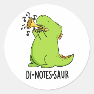 Di-notes-saur Funny Dinosaur Pun Ronde Sticker