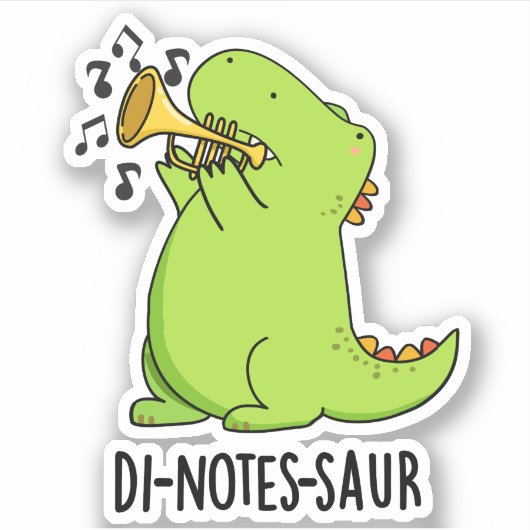 Di-notes-saur Funny Dinosaur Pun Sticker (Voorkant)