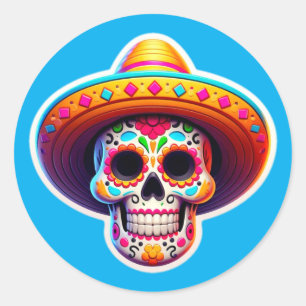 Dia de los Muertos 5 Ronde Sticker