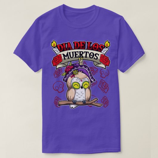 Dia de Los Muertos Animals Owl T-shirt (Design voorkant)
