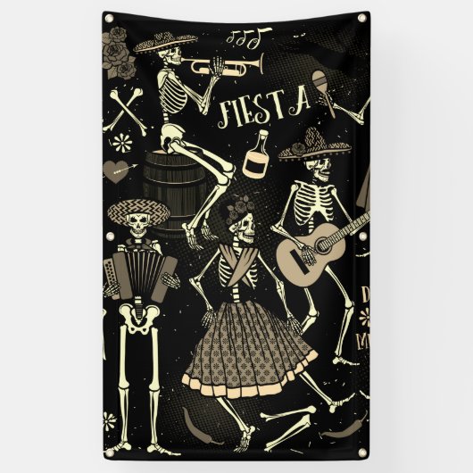 DIA DE LOS MUERTOS Banner MET GROMMETS (Verticaal)