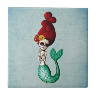Dia de Los Muertos Beauful Mermaid Tegeltje