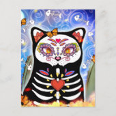 Dia De Los Muertos Black Cat Briefkaart (Voorkant)
