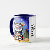 Dia De Los Muertos Black Cat Mok (Voorkant links)