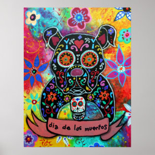 Dia de los Muertos Bulldog Dog Poster