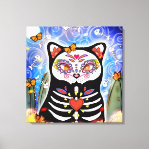 Dia De Los Muertos Cat Canvas Afdruk